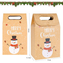 Caixas de Natal Festivas em Papel Kraft para Doces, Sacolas de Presente em Papel Kraft Grossas e Resistentes com Designs Elegantes para Decoração