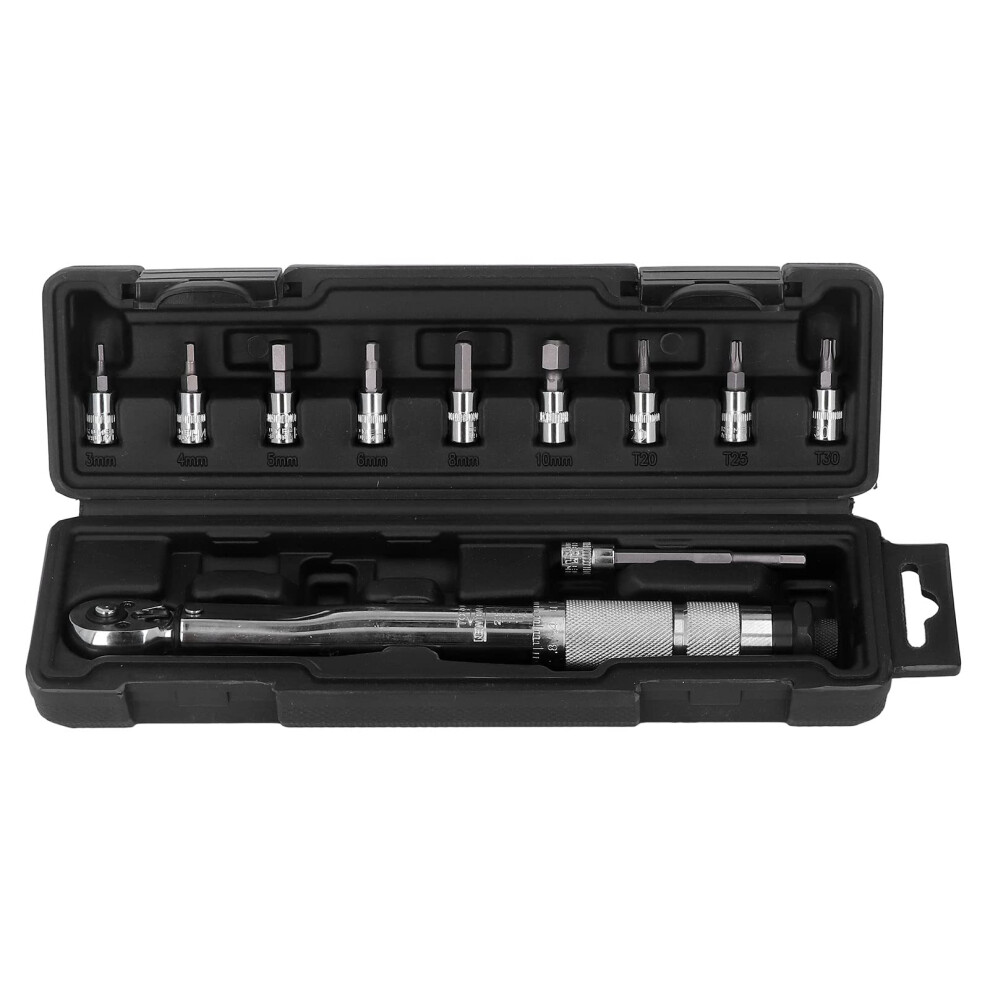 1/4 Inch Torque Wrench Set, Hex Bit Socket Set, 525Mm, Chrome Vanadium Steel, Adjustable Torque, Motorbike And Car Kit 9119770991683
