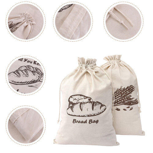 Moisture Proof Bread Bag with Liner Drawstring Closure Food-A 1
