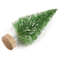 Charmante Flaschenbürstenbäume mit Holzsockel, handgefertigte Mini-Weihnachtsbaumkollektion aus Kunststoff für Winterschmuck und Tischdekoration,