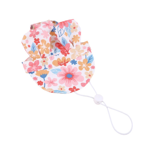Summer Sun Shield Pet Hat Adjustment Polyester-Pink flowers S