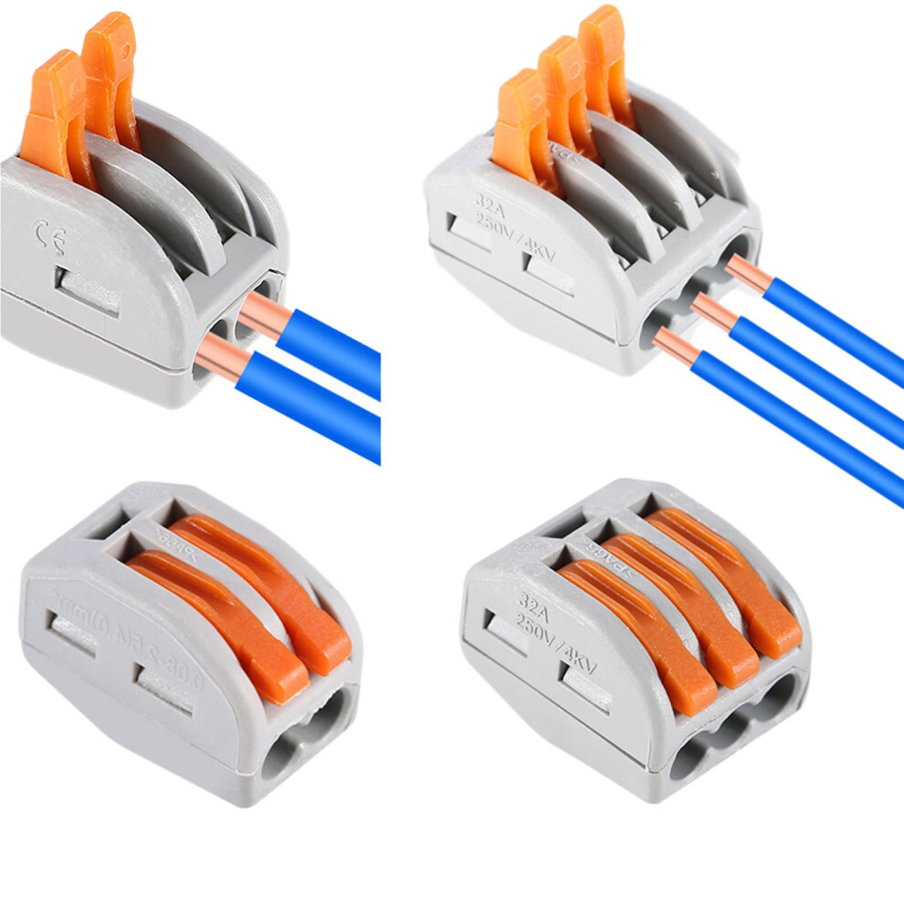 20Pcs Wire Connectors Lever Nut Blocks, Compact Reusable Electrical Terminal 2 Or 3 Port 9365049294331
