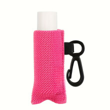 Lip Balm Holder Keychain Portable Cosmetic Storage Bag-Rose red