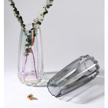 Handcrafted Home Decoration, Clear Glass Vase For Flowers Adorned With Simple Stylish Design Ideal As A Wedding Centerpiece Or Office Decor In