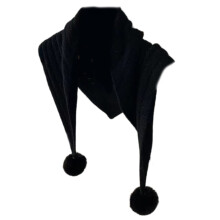 Châle de cou à pompons élégant pour intérieur et extérieur,-Noir