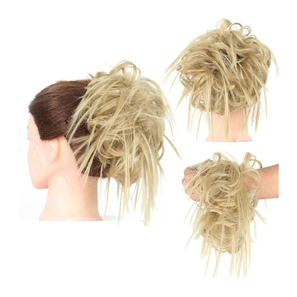 Unisex Bun Hair Piece Tousled Updo Messy Bun Ponytail Extensions Elastic Band Color Q17 24