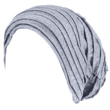 Turban africain unisexe, extensible, paillettes, Hijab,-Gris