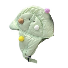 Chapeau de trappeur en duvet avec pompons colorés-Fruit vert
