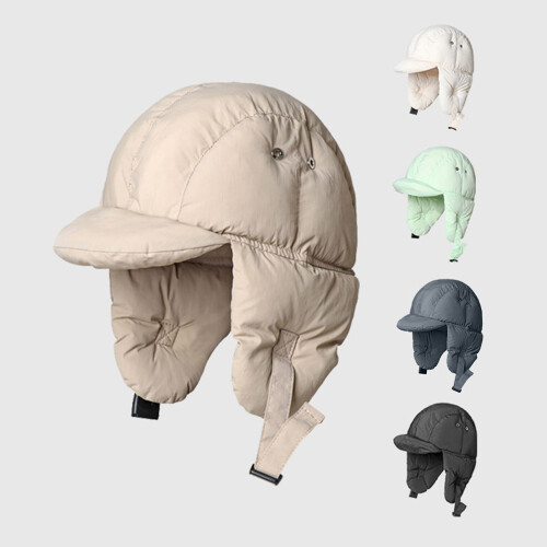 Cache-oreilles coupe-vent pour-Chapeau simple blanc cassé 2