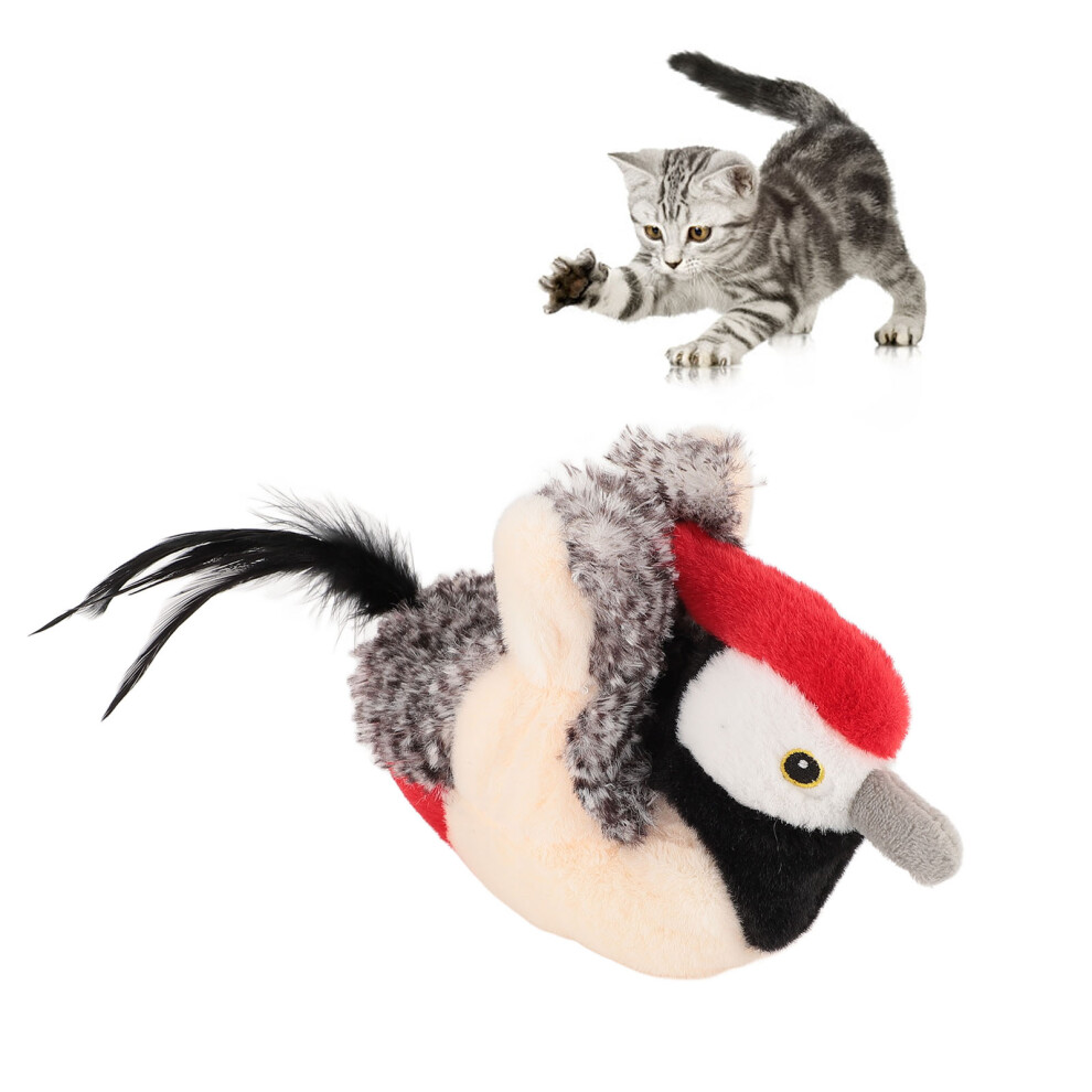 Interactive Plush Bird Squeaky Toy for Cats, 25x25x10.5cm