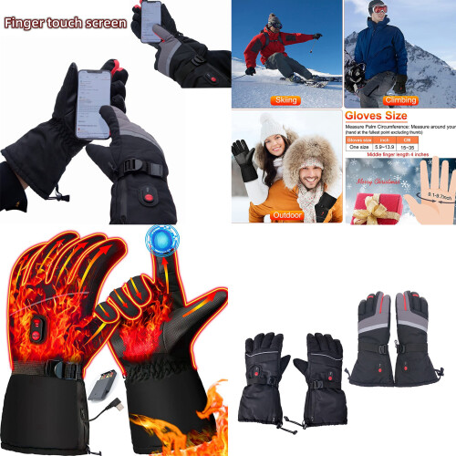 Gants chauffants électriques, coupe-vent, pour activités-Gris 2