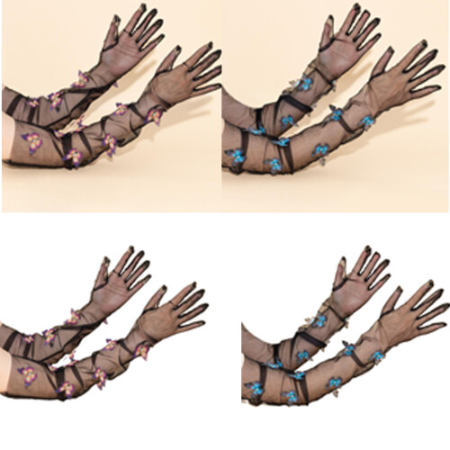 Robe de soirée gants papillon gants de cérémonie de-Violet 2