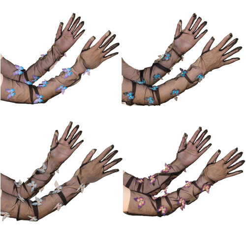 Robe de soirée gants papillon gants de cérémonie de-Violet 1
