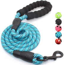 5FT Reflective Dog Leash, Heavy Duty Rock Climbing Rope, Blue, Comfortable Padded Handle, Durable Clip, Perfect For Medium To Large Dogs