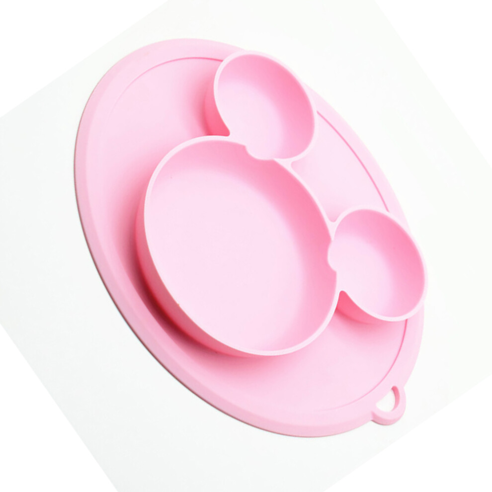 Creative Silicone Feeding Set, 100 Percent Food Safe Plates For Baby Led Weaning, Easy To Clean Non Slip Dishwasher And Microwave Safe (Pink) Pink
