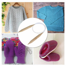 Durable Reinforced Cable, Bamboo Wood Circular Knitting Needles, Smooth Lightweight, Comfortable for Arthritis, Giant Yarn Suitable, Seamless