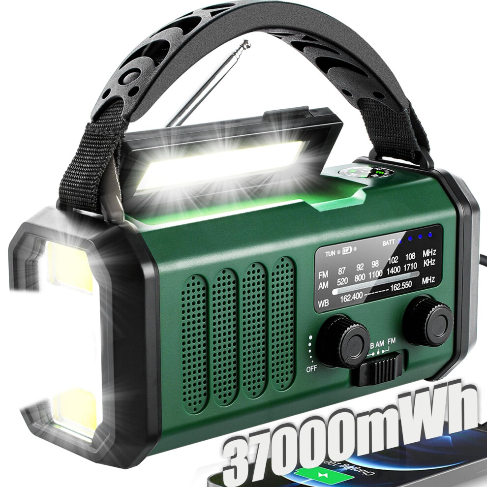 Emergency Weather Radio NOAA Alerts Solar Hand Crank AM FM with Phone Charger Flashlight SOS