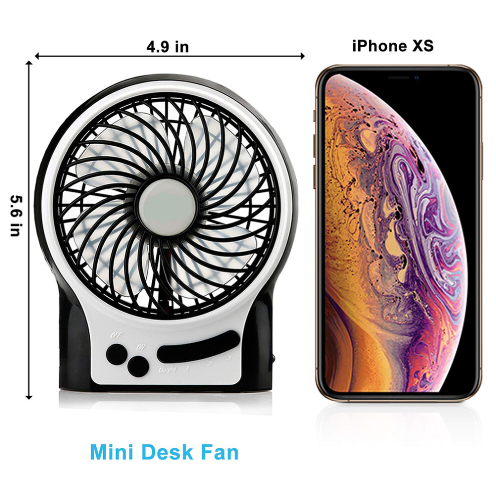 Desk Fan Portable, Quiet Operation Rechargeable Battery Operated Fan With Strong Airflow, Desk Fan For Rooms, Usb Powered 360 Degree Rotate Fan For 9048212403852