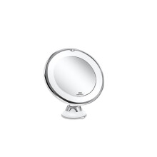 Compact 10X Magnifying Mirror With Dimmable LED Light, 360 Rotatable Stand, Integrated Suction Cup, Battery Operated For Versatile Use, Stylish And