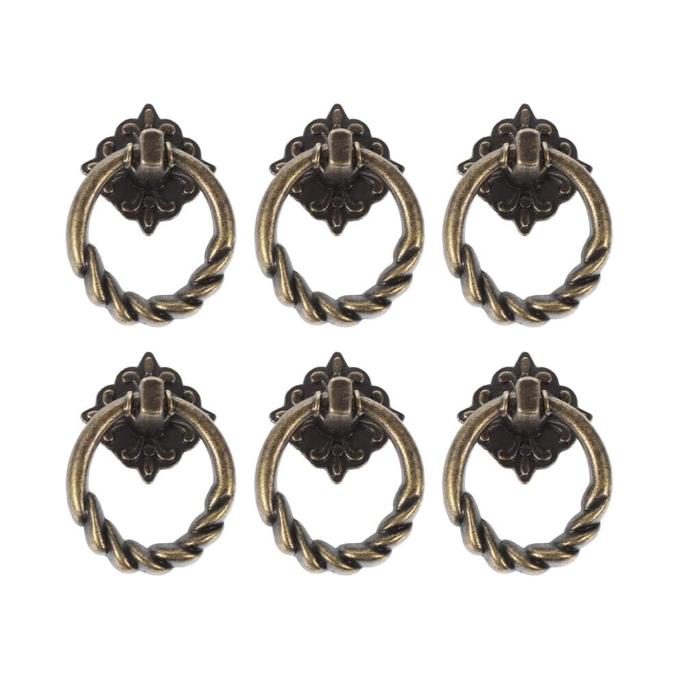 Antique Brass Drop Ring Pulls For Kitchen, Decorative Hardware With Rust Resistant Coating, Corrosion Resistant Finish For Cabinets And Drawers (6 Pie 9198585137097