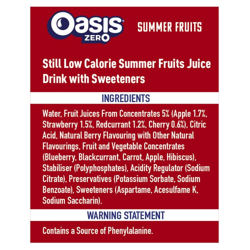 Oasis Oasis Summer Fruits Zero 12 x 500ml 1