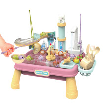 Kids Sand and Water Table with Accessories, Outdoor Play Station with Hydraulic Lift and Safety Finish