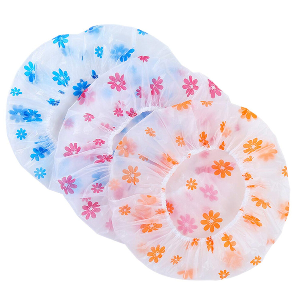 Waterproof Shower Cap 10 Pack Elastic Hair Cover For Women Reusable Bathing Cap-image-OPC-PNTVWBD-NEW