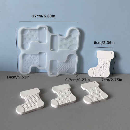 Easy Release Silicone Molds Christmas Stocking Shape DIY Holiday 2