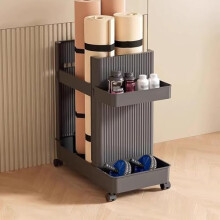 2Tier Rolling Storage Rack For Home Gym Equipment Black Organizes Mats Dumbbells And Balls