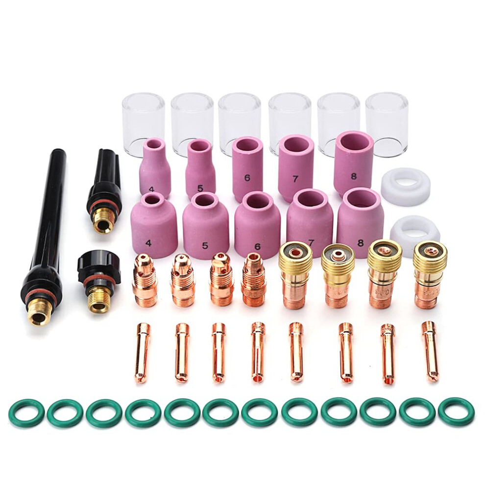 49Pcs Tig Welding Torch Stubby Gas Lens Cup Kit #10 Pyrex Glass Cup For Wp171826 9365049297493