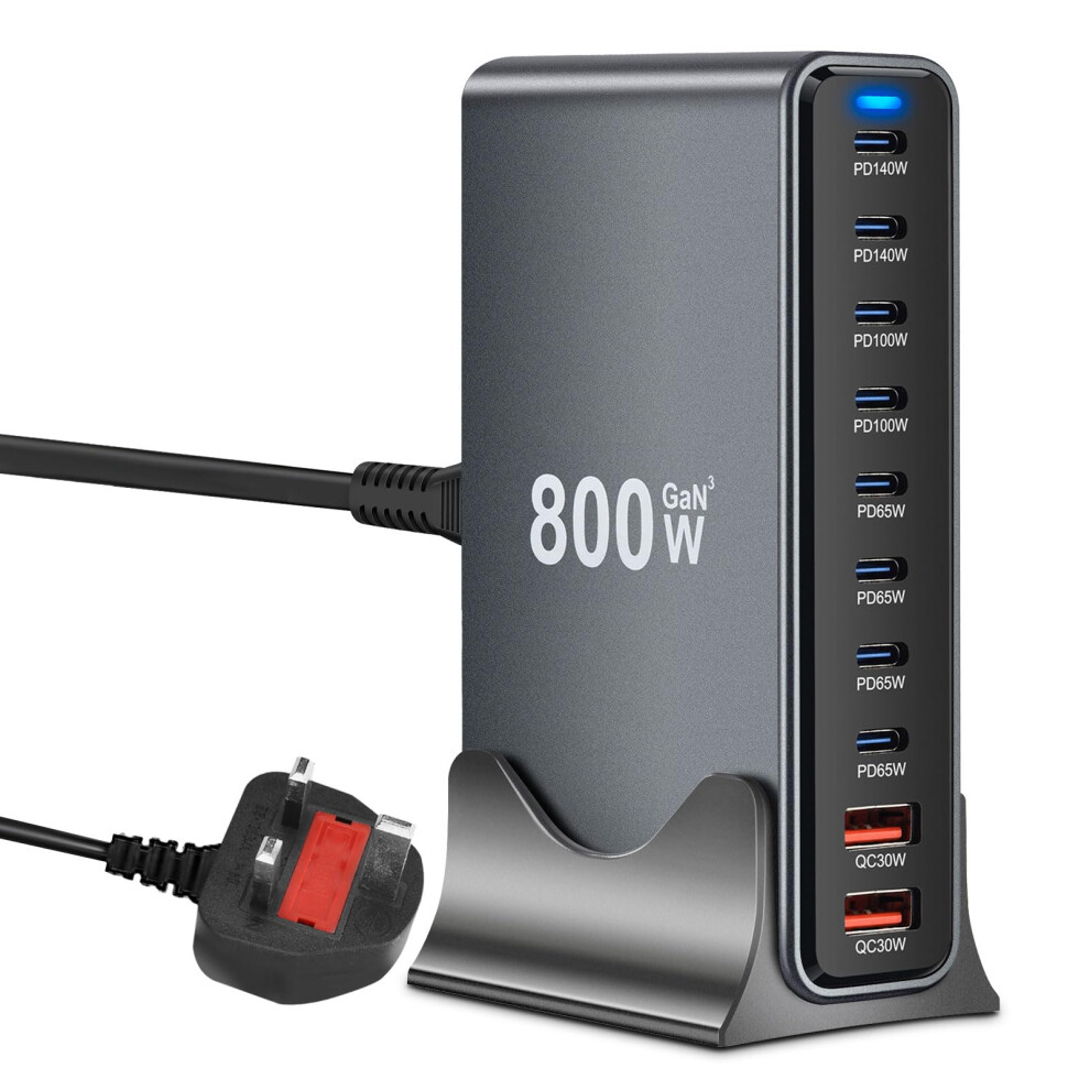 Usb C Charging Station Hub 800W Gan Iii Pd140w 10Port Usb Charger (8 Usbc & 2 Usba) For Macbook Iphone Ipad 9365049295215