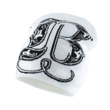 Bonnet tricoté pour femmes et hommes, bonnet à motif-blanc noir