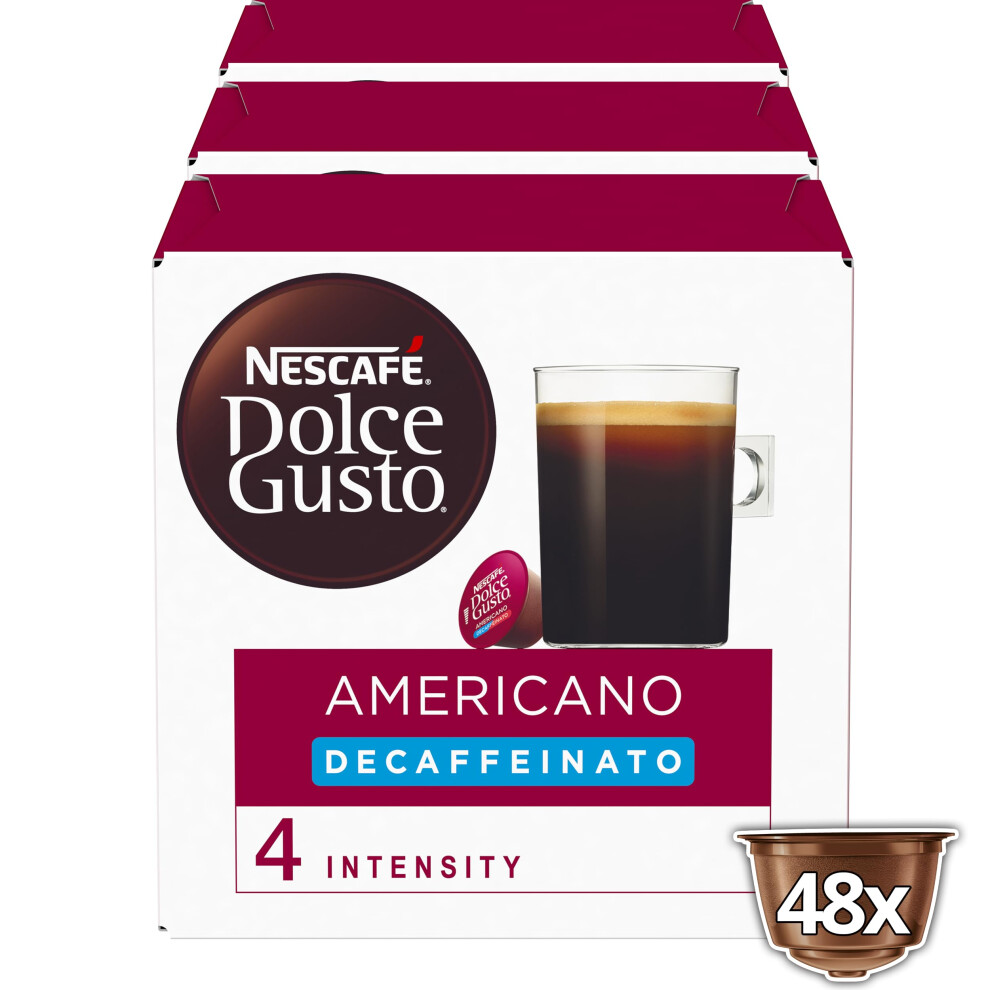 New Nescafe Nescaf? Dolce Gusto Americano Decaf Coffee Pods - Total Of 48 Decaffinated Coffee Capsules - (3 Packs)