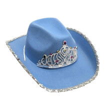 Chapeau à bijoux chapeaux de cowboy en cristal lourd pour-Bleu