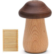 Hoogwaardig hout, breed inzetbaar. Houten tandenstokerdispenser in schattige paddenstoelvorm, een must-have voor thuis, op kantoor en op de