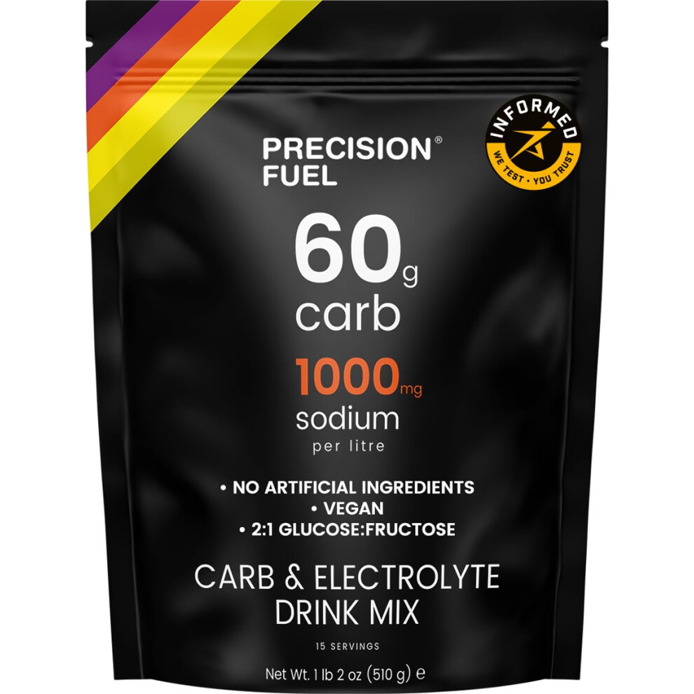 Precision Hydration Precision Fuel Carb & Electrolytes Powder Drink Mix - High-Performance Energy Drink, 60G Carbs & 1000Mg Sodium Per Liter, Vegan, Citrus Flavor - For