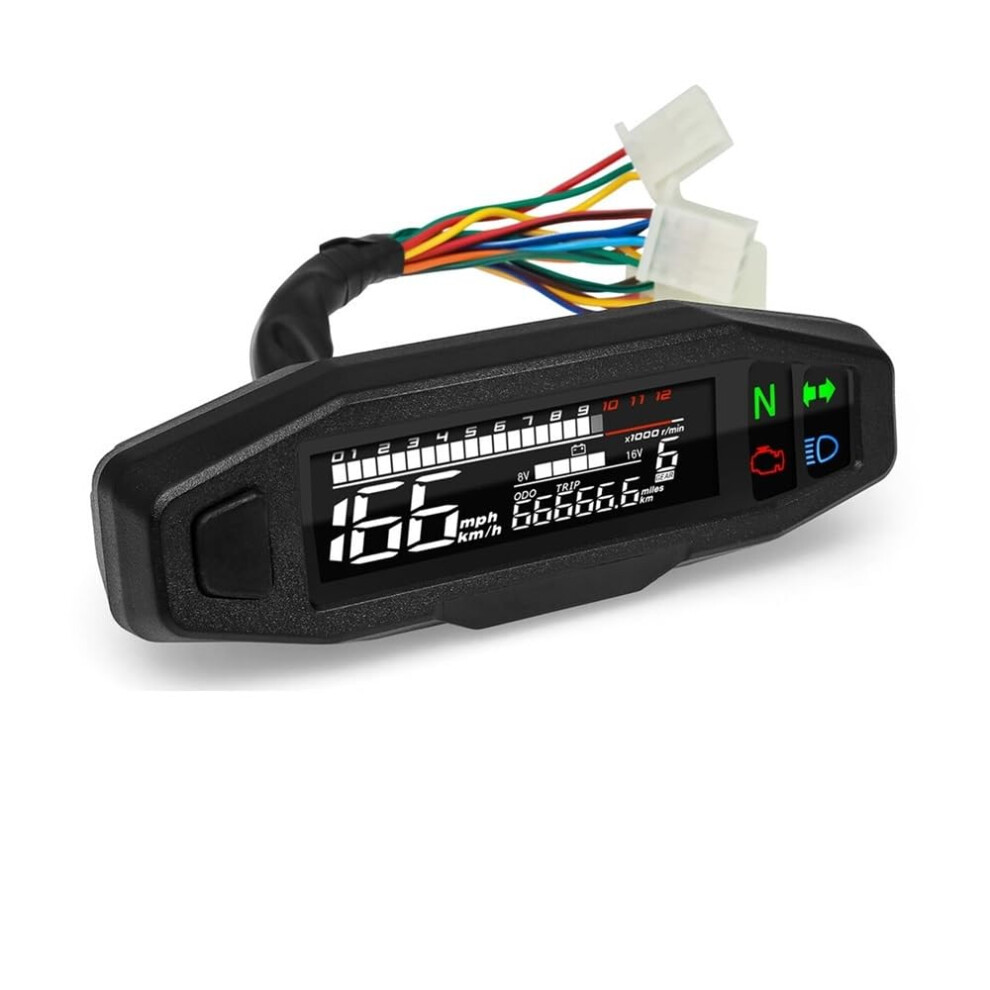 Universal Motorcycle Digital Speedometer With Tachometer Fuel Gauge Odometer And Turn Signal Indicator 9119770996466
