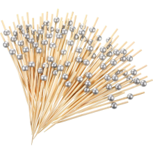 Palillos de bambú resistentes, brochetas de cóctel de longitud versátil para sándwiches y cupcakes, palillos de dientes elegantes hechos a mano
