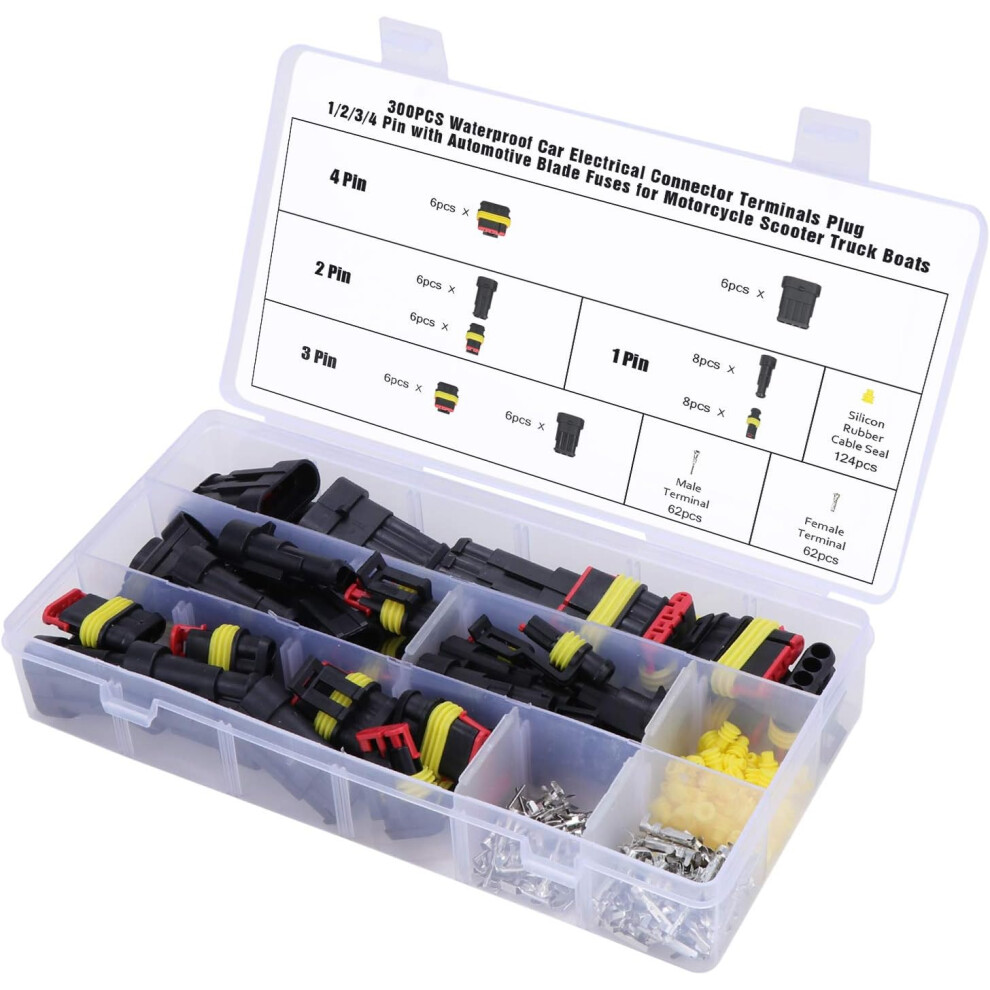 Automotive Waterproof Connectors, 300Pcs Kit For Vehicle Wiring, High Precision & Environmental Materials 9198585138490