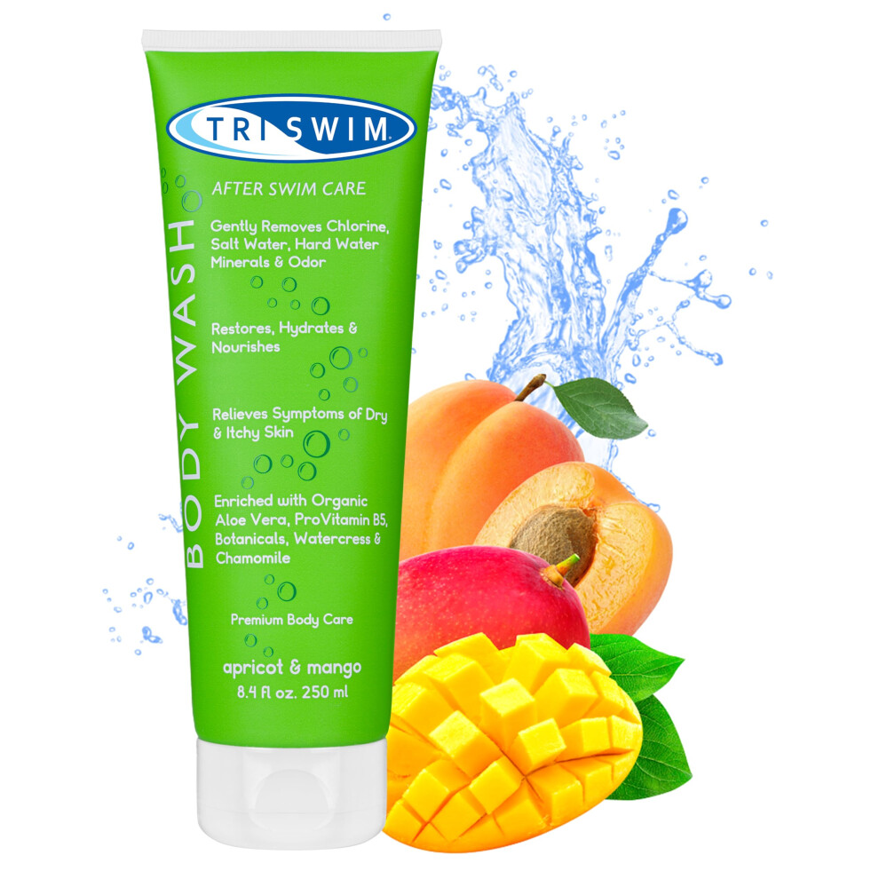 Triswim - Chlorine Removal Body Wash, After Swim Care Shower Gel, Moisturising Anti-Chlorine Vegan Shower Gel For Swimmers, Body Wash For Women & Men