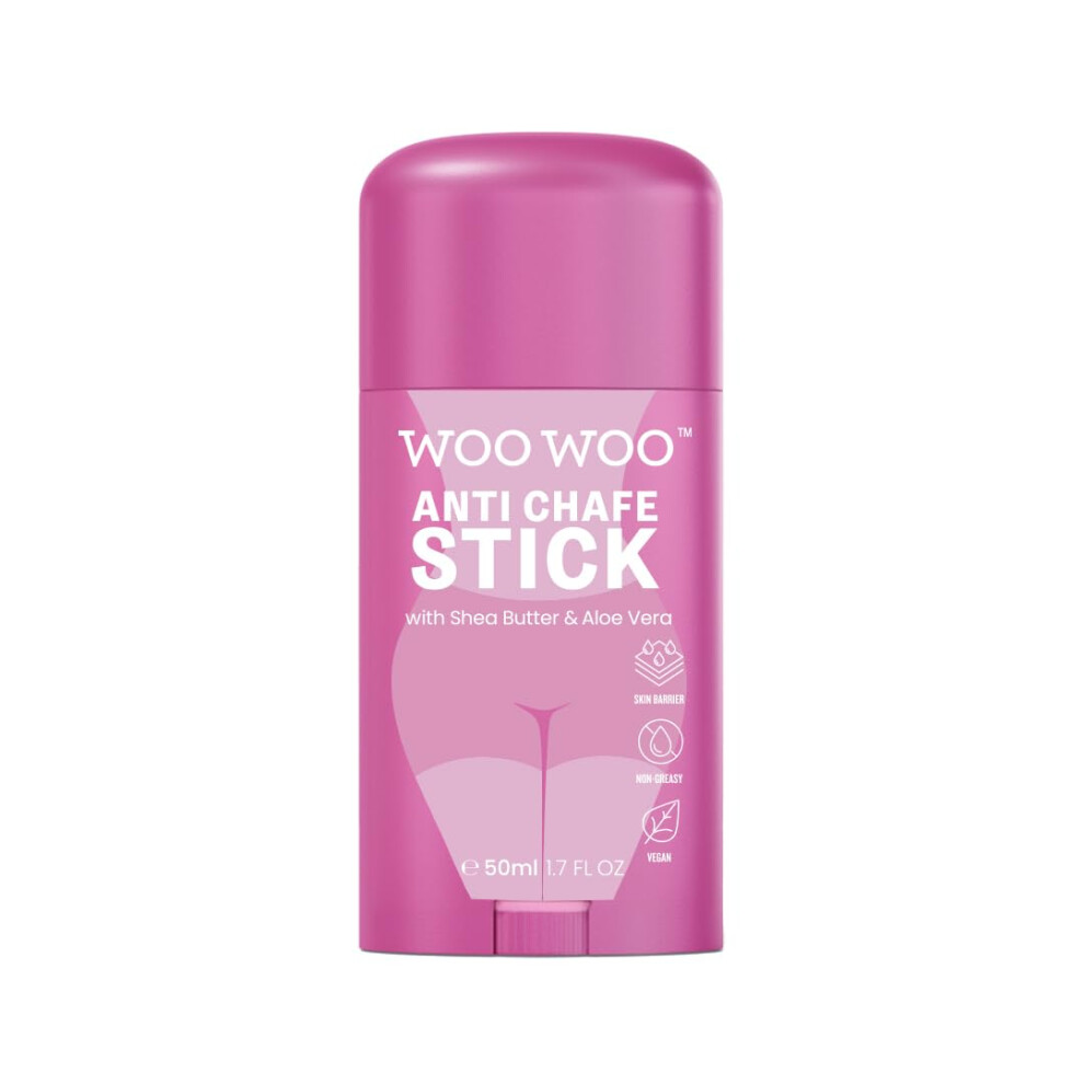 Woowoo Anti Chafe Stick With Aloe Vera And Shea Butter 50Ml - Cruelty And Paraben Free Body Anti Chafing Balm, Thigh Rescue Anti-Friction Stick