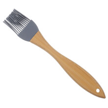 Silicone Basting Brush with Wooden Handle, Heat Resistant BBQ Oil Brush for Grilling and Baking