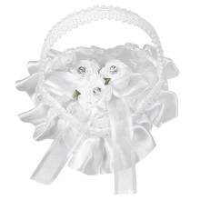 Heart Shaped Lace Wedding Ring Pillow Holder With Handle Mini Satin Ring Box For Engagement Ceremony Decorative