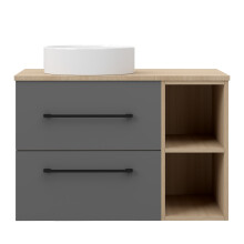 Grey Oak 800mm Bathroom Vanity with WhiteBasin Matt Wall Hung