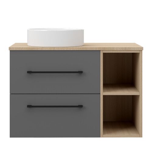Grey Oak 800mm Bathroom Vanity with WhiteBasin Matt Wall Hung