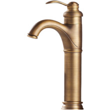 Brass Faucet Antique Bathroom Basin Mixer Tap Hot and Cold Water Tap Deck Mounted Vessel Sink Mixer Tap, High