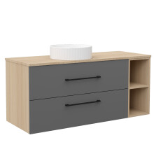 Grey Oak 1200mm Bathroom Vanity with WhiteSink Matt Wall Hung