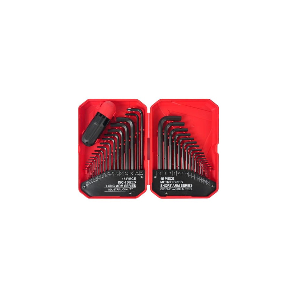 35-Piece Allen Key Set Metric And Standard Hex Key Set, Allen Key Set, Mm (0.7Mm-10Mm) Sae (0.028"-3/8), Chrome Vanadium Steel 6974139610284