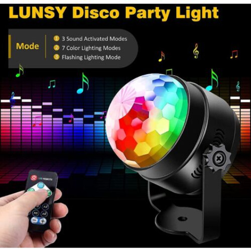 360 Rotating Disco Ball Music Activated LED Party Light Disco 1