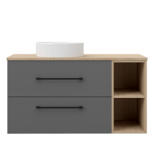 Grey Oak 1000mm Bathroom Vanity with WhiteBasin Matt Wall Hung